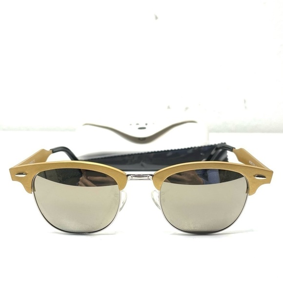 NWT AQS Milo 49mm Clubmaster Sunglasses in Gold O277 main image 9